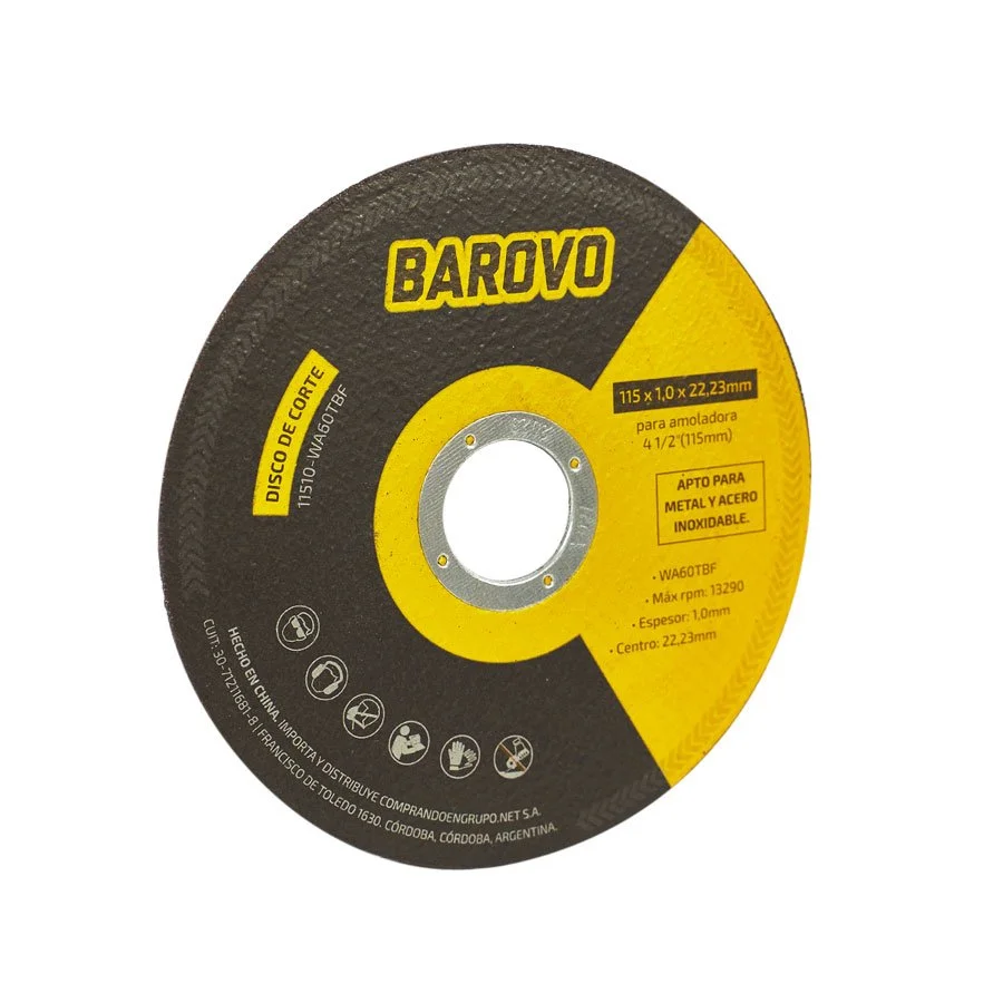 Disco de corte 4 1/2" espesor 1 mm BAROVO 11510-WA60TBF 25unidades