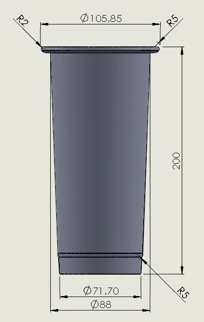 1L MOD2 ALTO VASO ALUMINIO SIN STL (SOLO VASO DE ALUMINIO SIN PIEZAS IMPRESAS) 10.4 (diametro superior) - 7 (diametro inferior) - 20 (altura),(LAS MEDIDAS PUEDEN VARIAR)