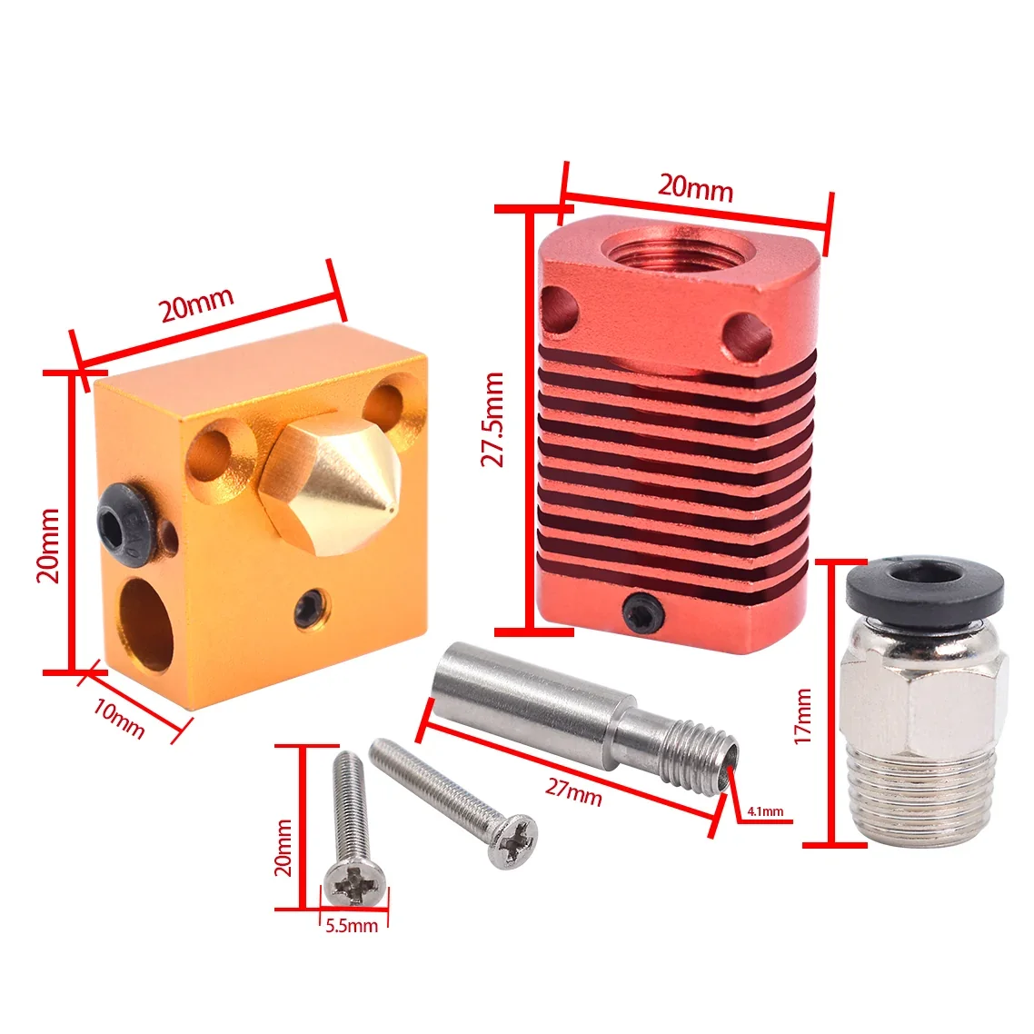 kit de extrusor CR10 (Bloque calefactor + tubo de calor + garganta + boquilla + conector rápido) generico PH-CR10