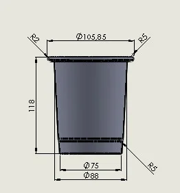 650ML MOD2 VASO ALUMINIO SIN STL (SOLO VASO DE ALUMINIO SIN PIEZAS IMPRESAS,LAS MEDIDAS PUEDEN VARIAR)