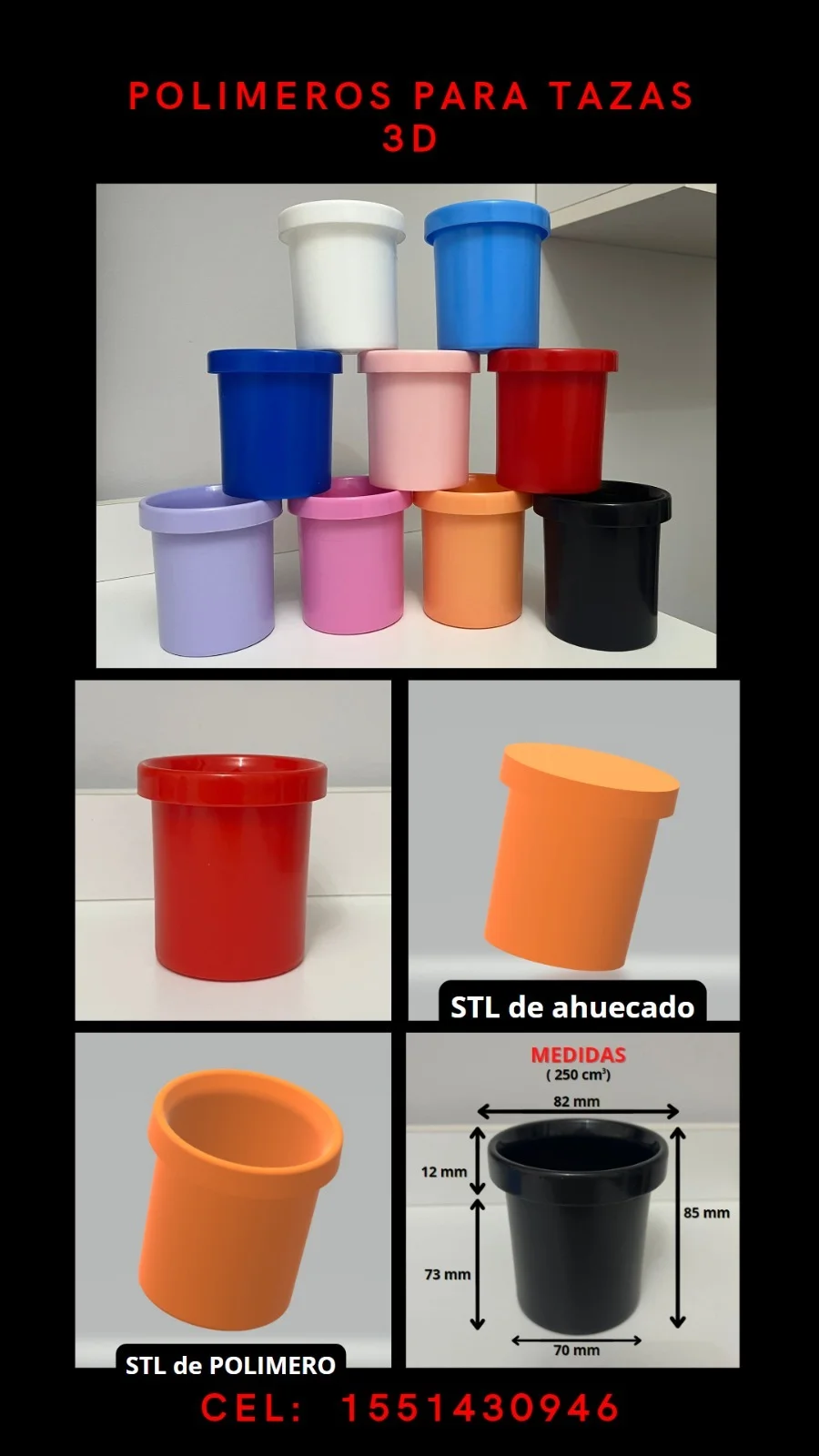 VIOLETA ALTA TAZA interior de taza para impresión 3d con borde polimero AT