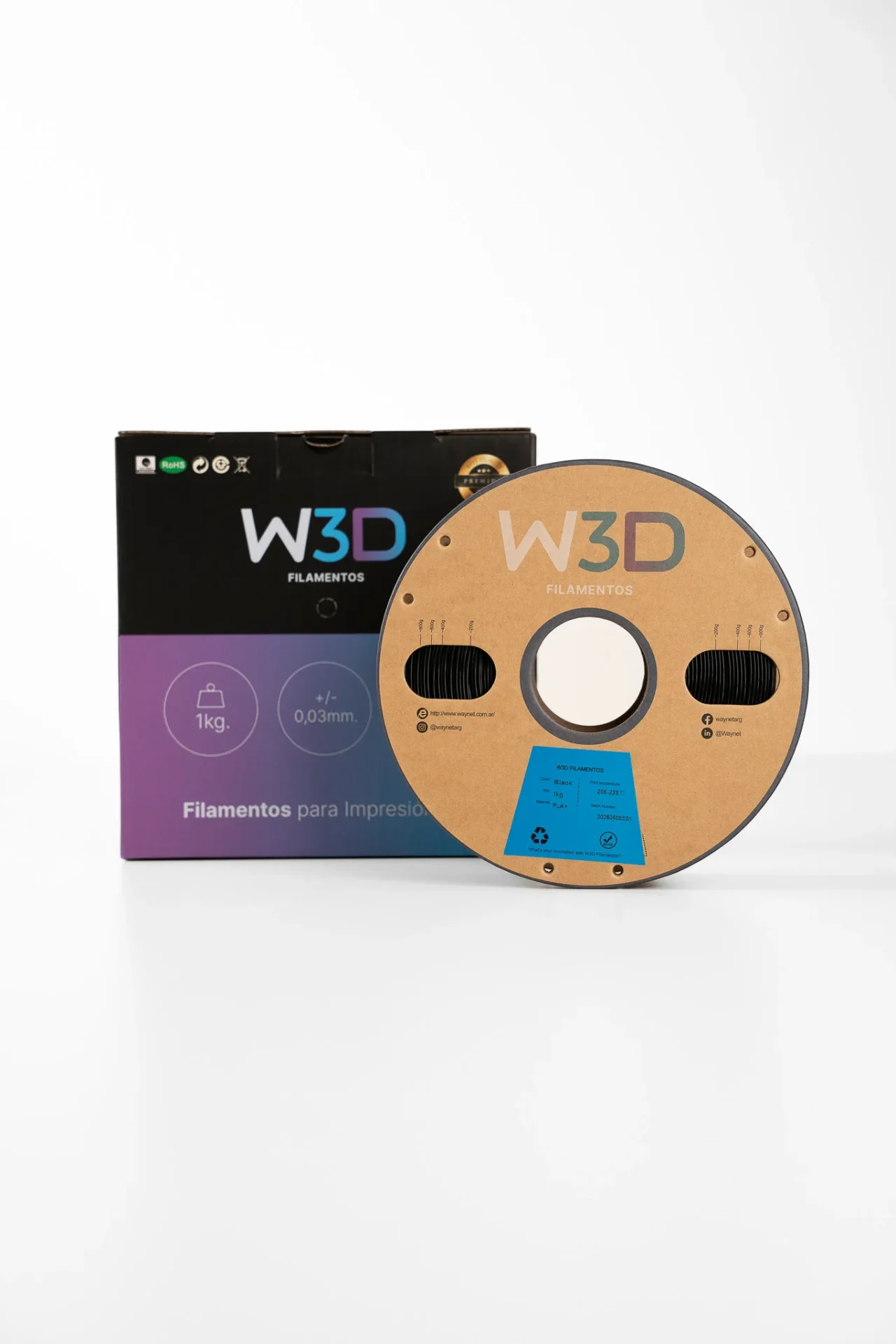 NEGRO FIBRA DE CARBONO (Black Carbon Fiberlack) PETG W3D FILAMENTO 3D 1.75MM 1KG 