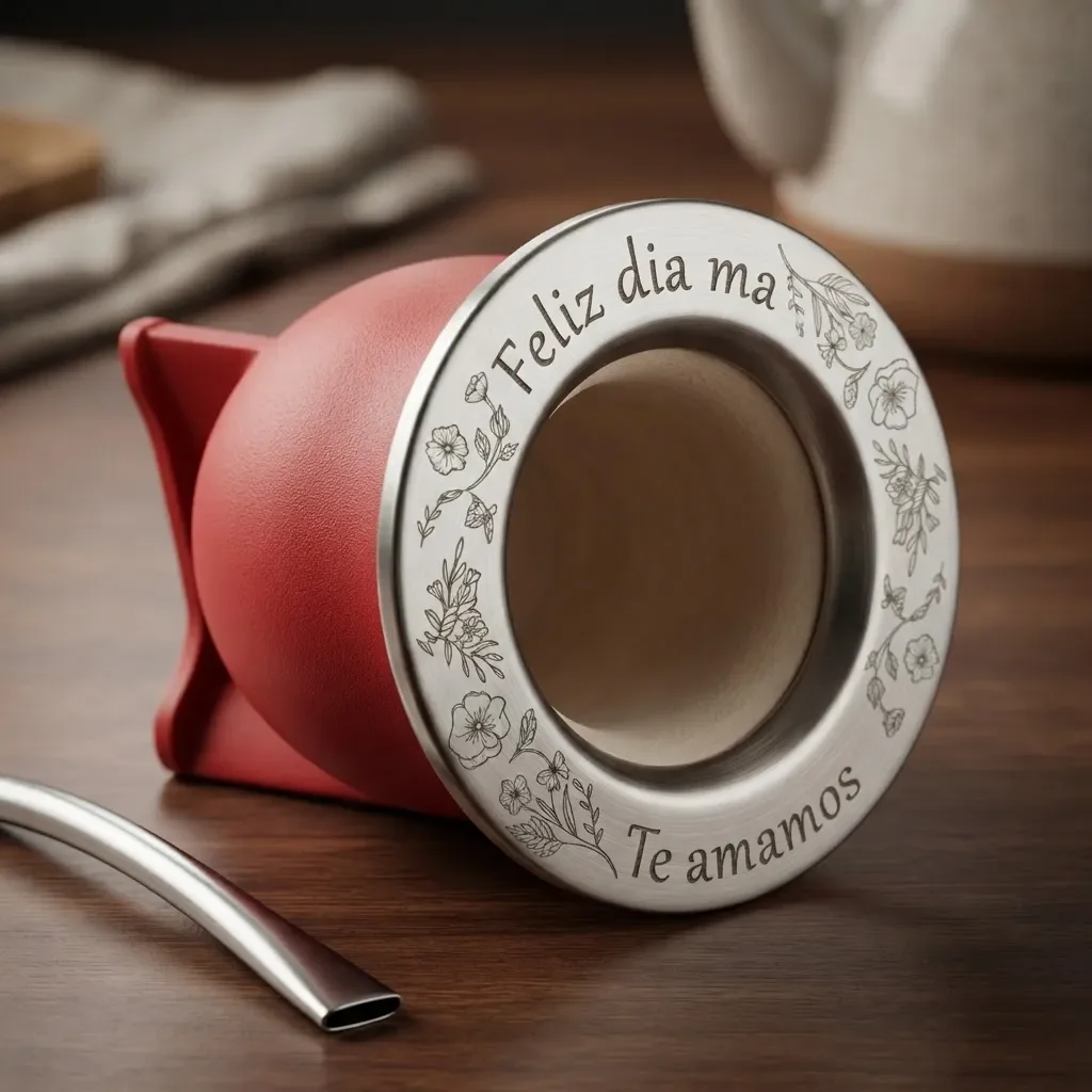 MATE LASERABLE con bombilla acero inoxidable (grabado feliz dia de la madre)X10