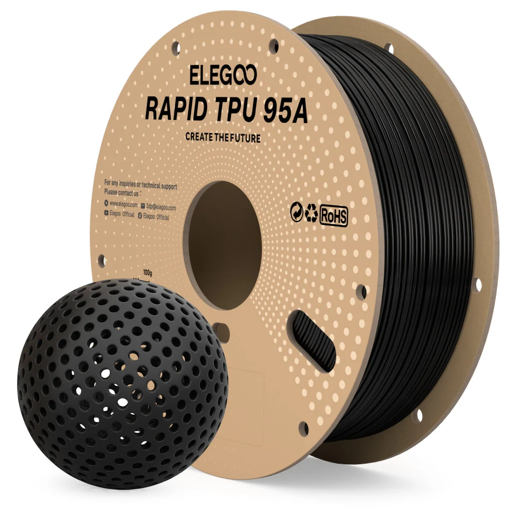 FLEXIBLE NEGRO plastic trays TPU Elegoo Filamento Diámetro 1,75mm 1kg 50.203.0631