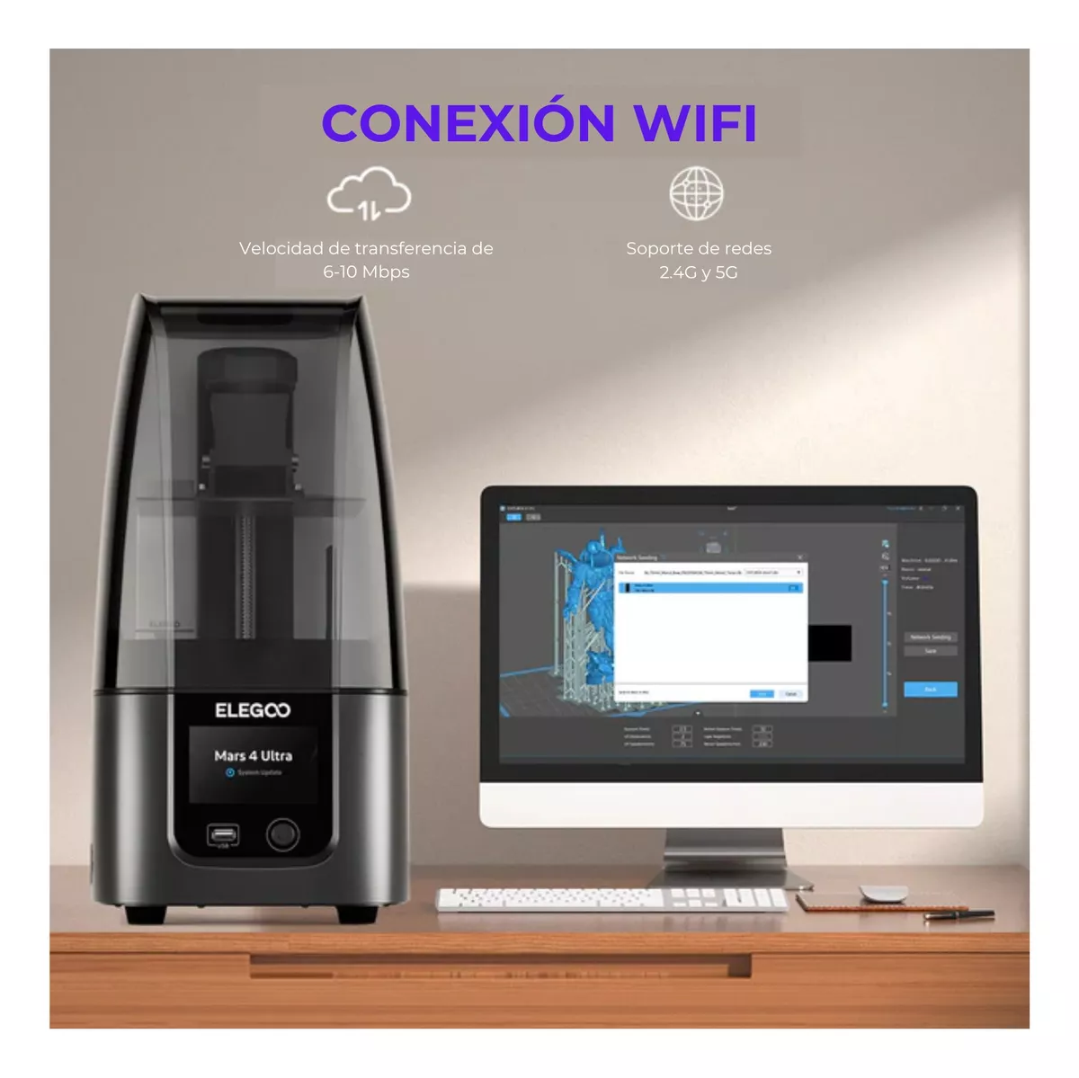 Mars 4 ultra 9k wifi 153x77x165mm Impresora Resina Elegoo