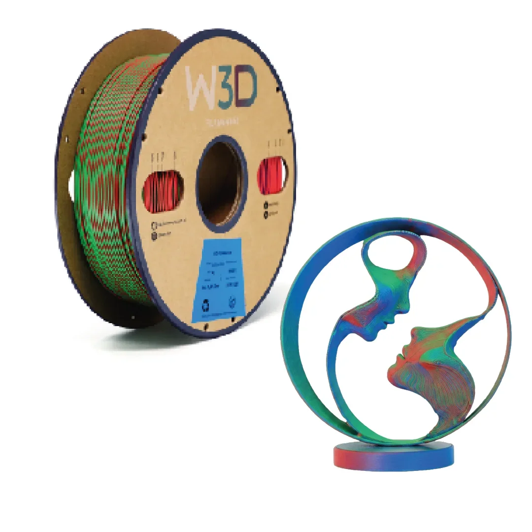 MATTE TRICOLOR ROJO-AZUL-VERDE (Red-Blue-Green) PLA W3D FILAMENTO 3D 1.75MM 1KG 0104010