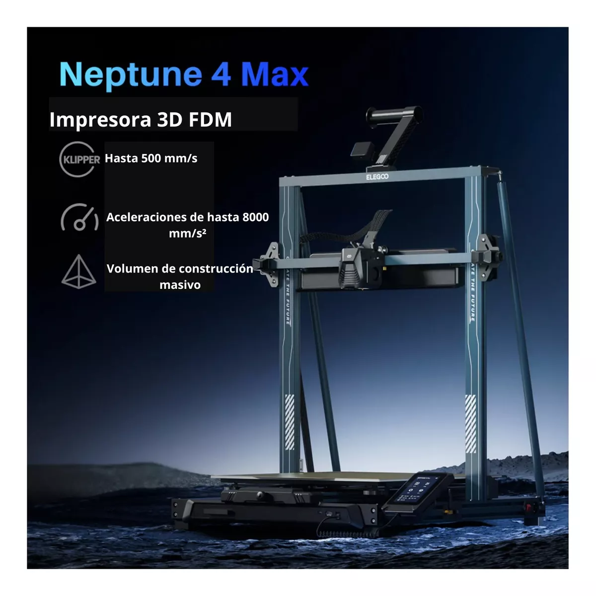 Neptune 4 max 420x420x480mm Klipper 500mms Impresora 3D FDM ELEGOO (usada impecable 30 días de garantía se retira sucursal moron)