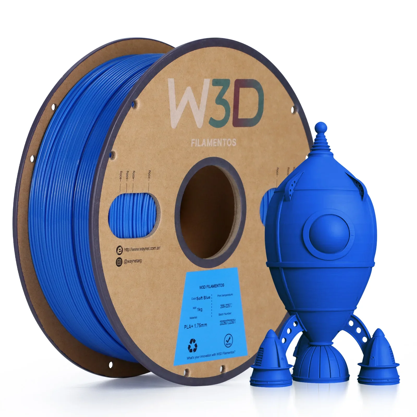 AZUL SUAVE (Soft Blue) PLA W3D FILAMENTO 3D 1.75MM 1KG 101005
