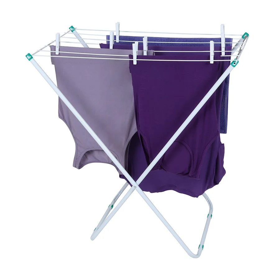 Tender de ropa, Tendedero, plegable de acero, sin alas, color blanco  MOR 006104