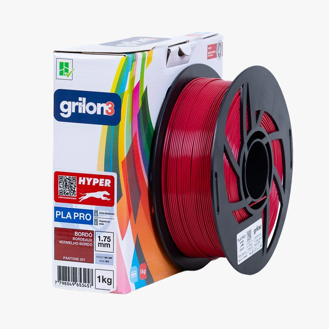 BORDO PLA HYPER GRILON ALTA VELOCIDAD FILAMENTO 3D 1.75MM 1KG PLAG3PROHYPER
