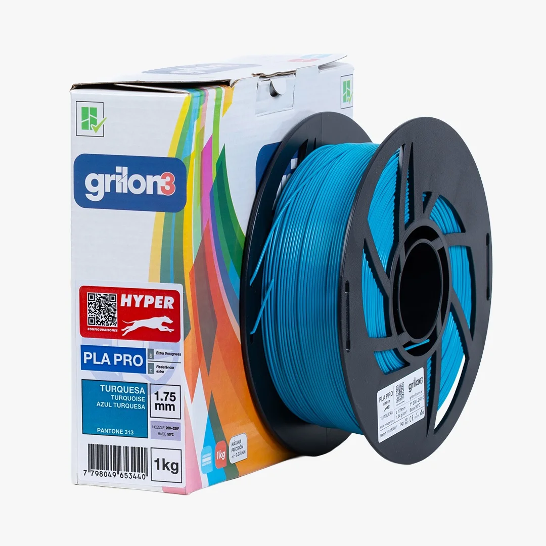 TURQUESA PLA PRO HYPER GRILON ALTA VELOCIDAD FILAMENTO 3D 1.75MM 1KG PLAG3PROHYPER