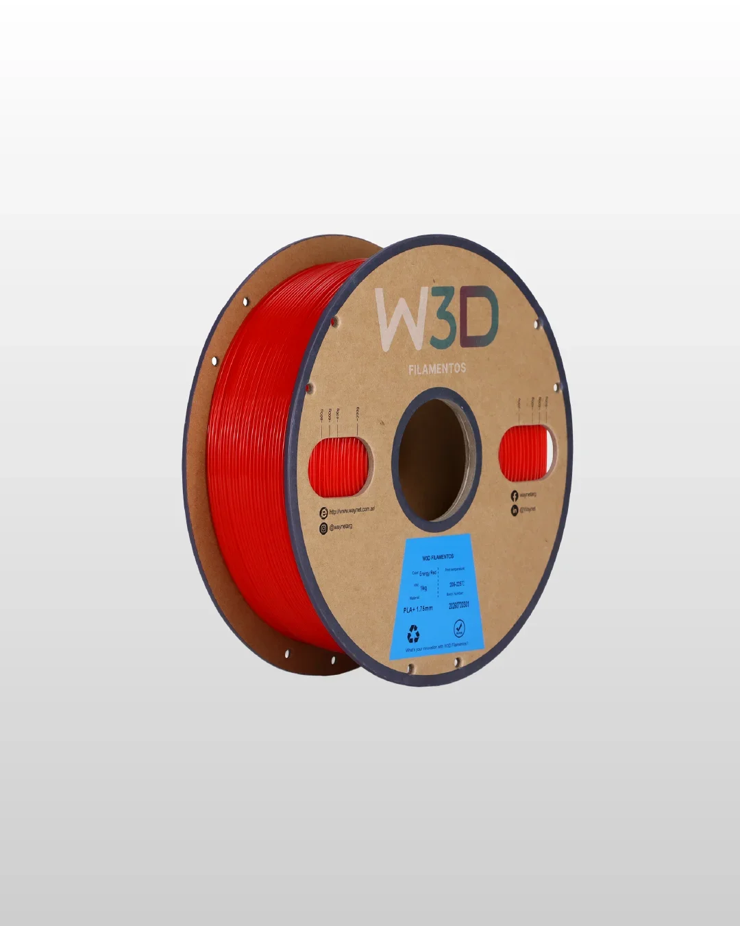 ROJO ENERGICO (Energy Red) PLA W3D FILAMENTO 3D 1.75MM 1KG 101004