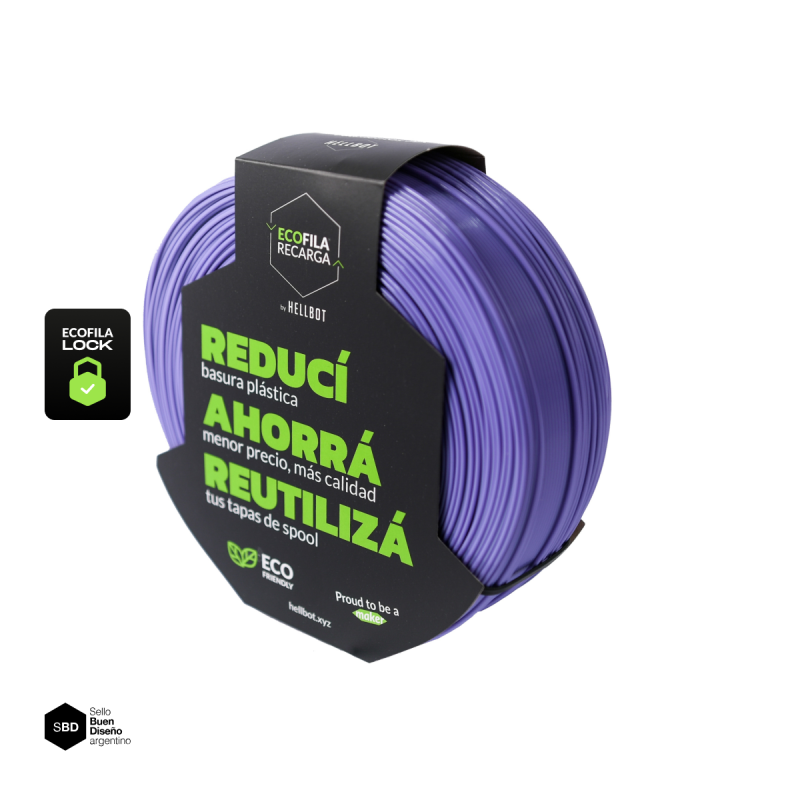 VIOLETA SIN CARRETEL Filamento Hellbot PLA HELLBOT Filamento 3D 1,75mm x 1KG ECOFILA 3680