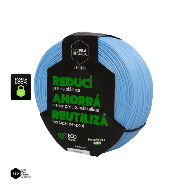 Indigo Pastel SIN CARRETEL Filamento Hellbot ECOFILA 1Kg PLA 1,75mm ECOFILA 3663