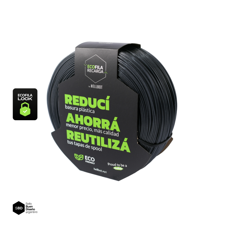 GRIS GRAFITO SIN CARRETEL Filamento Hellbot PLA HELLBOT Filamento 3D 1,75mm x 1KG ECOFILA 3662