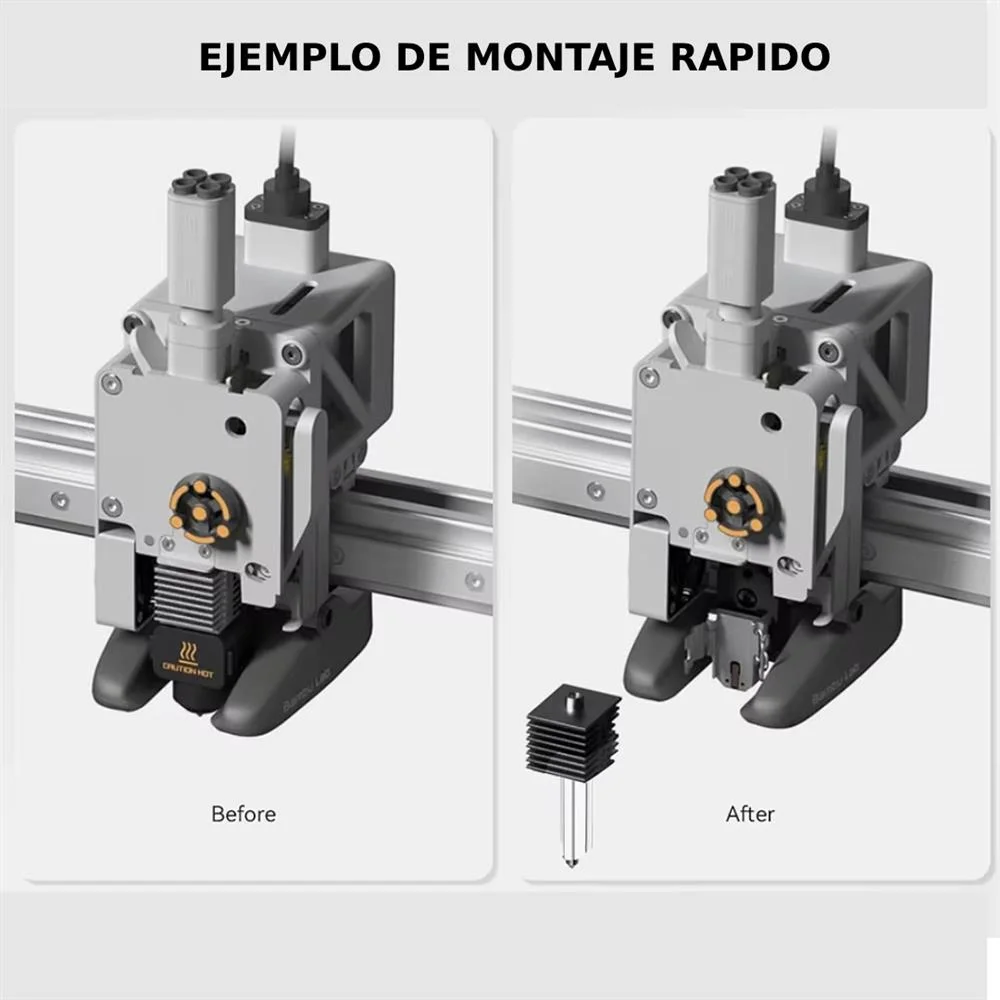 0.4 Hotend Bambu Lab A1 CON PICO INTERCAMBIABLE DE ALTA VELOCIDAD - Acero Inoxidable pico Upgrade generico C4 32792