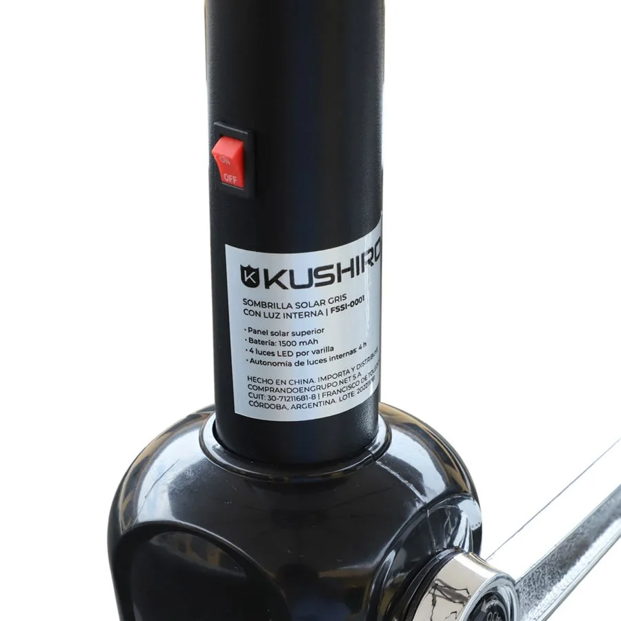 Sombrilla solar gris con luz interna KUSHIRO FSSI-0001