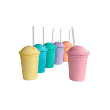 LILA Vaso Milkshake de plastico con tapa para sorbetes polimero 300 ml
