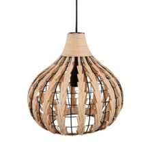 Luminaria lampara colgante de ratán y hierro negro ø 34 x 32 cm