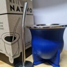 Azul MATE LASERABLE con bombilla acero inoxidable
