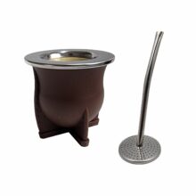 MARRON MATE LASERABLE con bombilla acero inoxidable