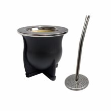 NEGRO MATE LASERABLE con bombilla acero inoxidable