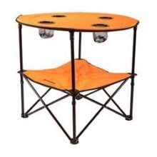 Mesa camping plegable con portavaso